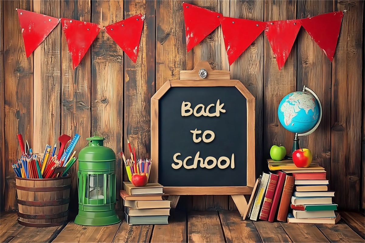 Back To School Backdrop Rustic School Desk Backdrop BRP57-23