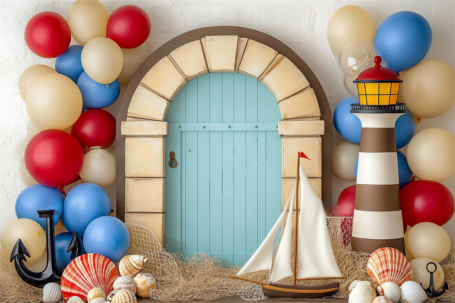 Newborn Photoshoot Backdrop Shell Balloon Arch Backdrop BRP57-236
