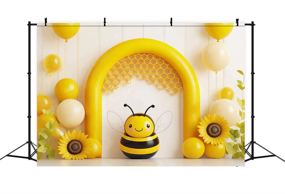 Kids Photo Backdrop Cute Yellow Bee Party Cute Backdrop BRP57-238