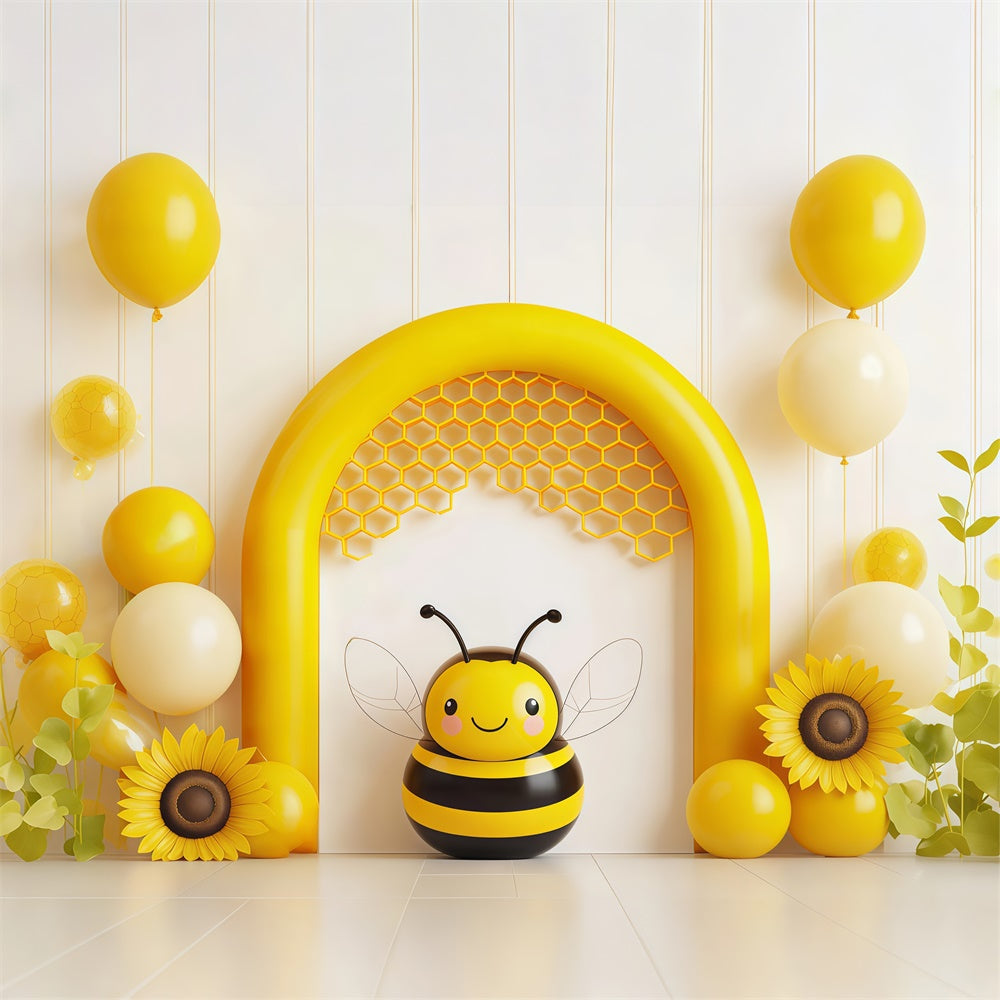 Kids Photo Backdrop Cute Yellow Bee Party Cute Backdrop BRP57-238