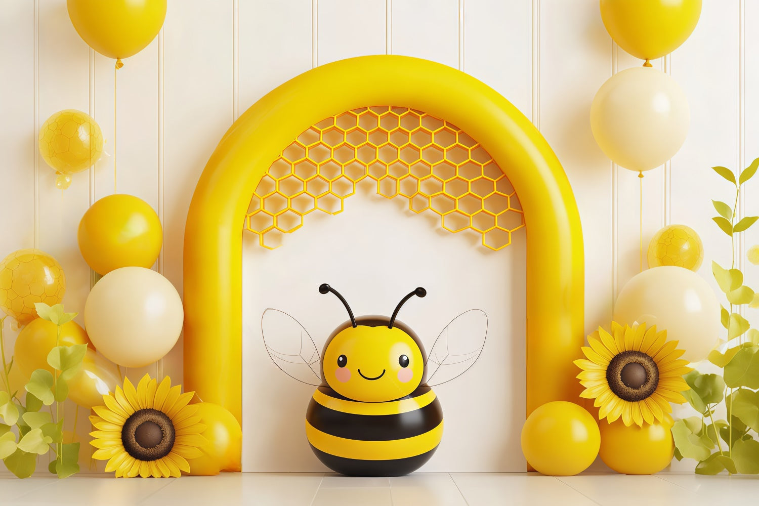 Kids Photo Backdrop Cute Yellow Bee Party Cute Backdrop BRP57-238