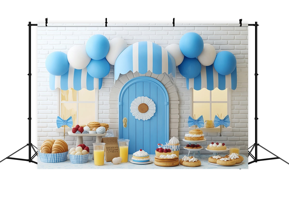 Childrens Backdrops Sweet Treats Blue Shop Backdrop BRP57-241