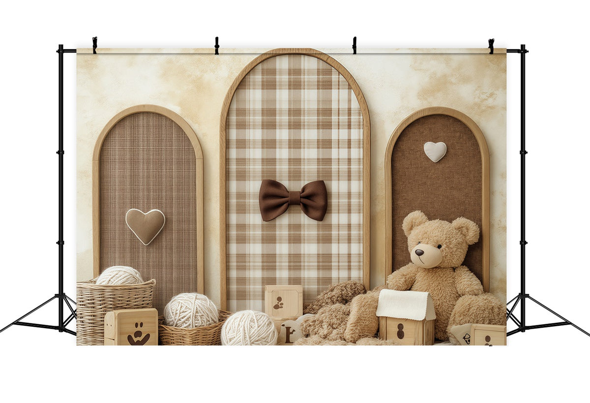 Kids Photo Backdrop Warm Plaid Yarn Basket Backdrop BRP57-243