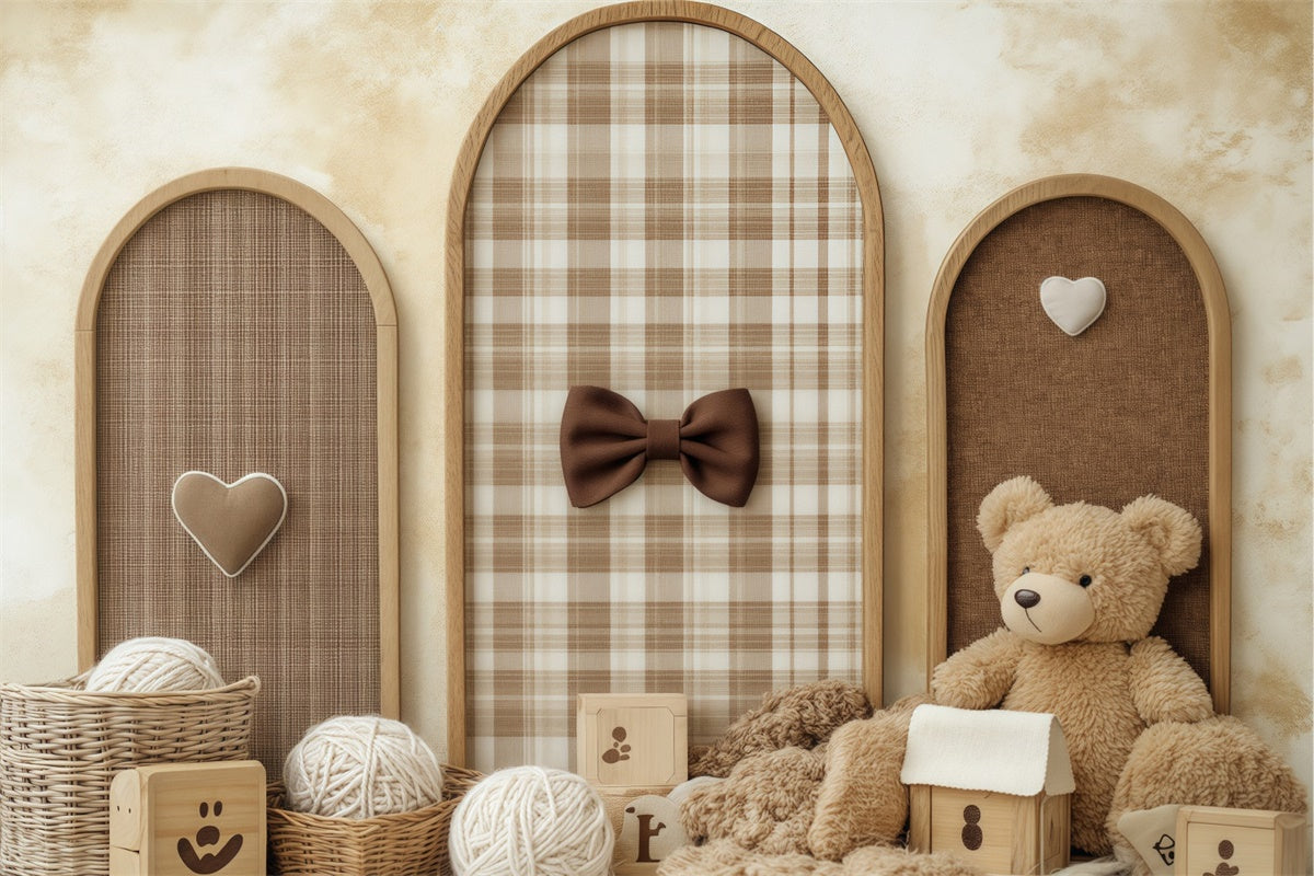 Kids Photo Backdrop Warm Plaid Yarn Basket Backdrop BRP57-243