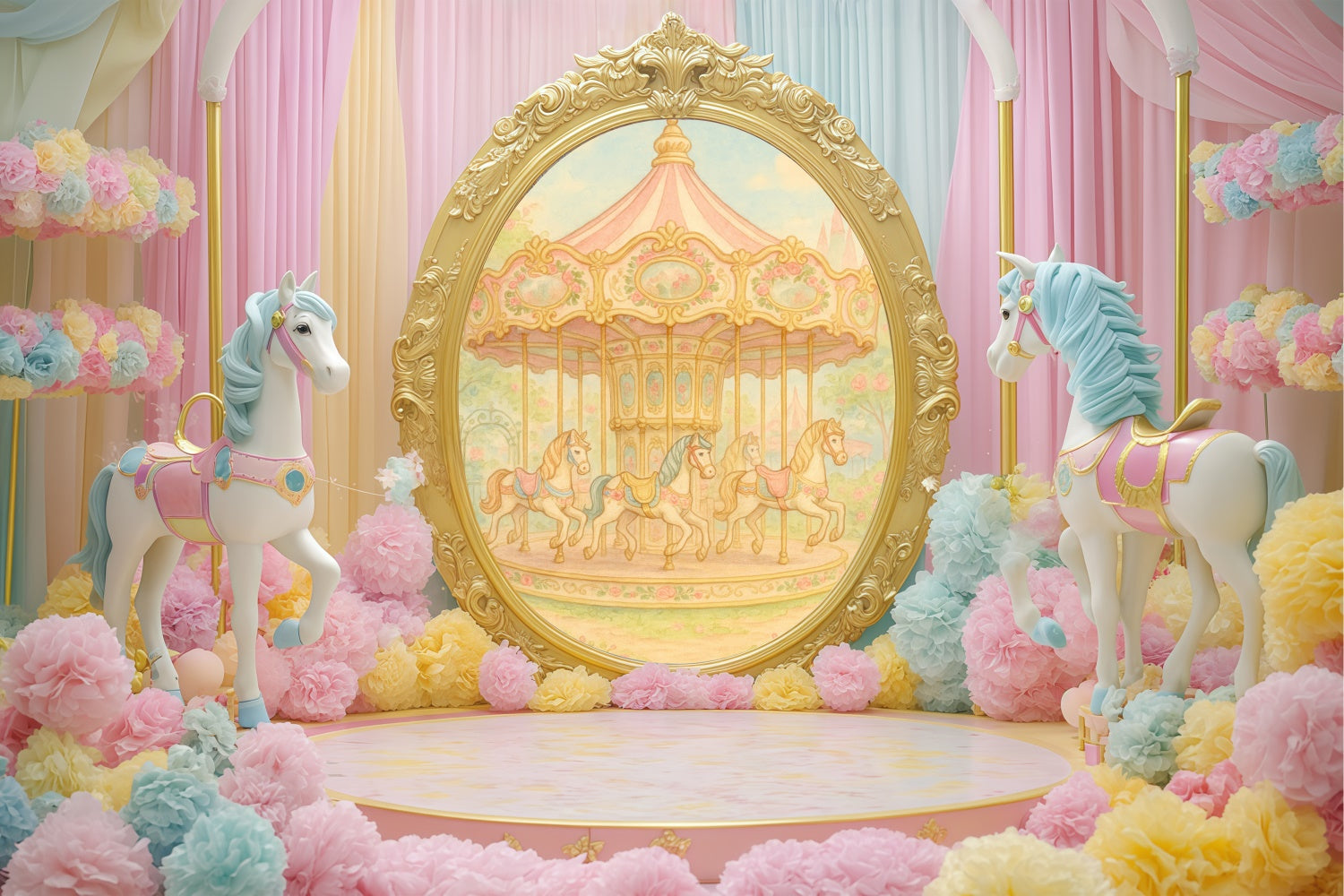 Children Backdrops Carousel Horse Fantasy Backdrop BRP57-245