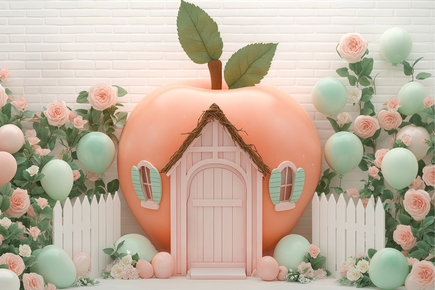 Newborn Backdrop Pastel Fruit House Balloon Backdrop BRP57-247