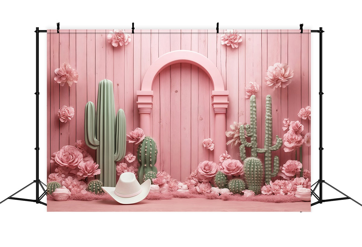 Newborn Photoshoot Backdrop Pink Cactus Arch Backdrop BRP57-250