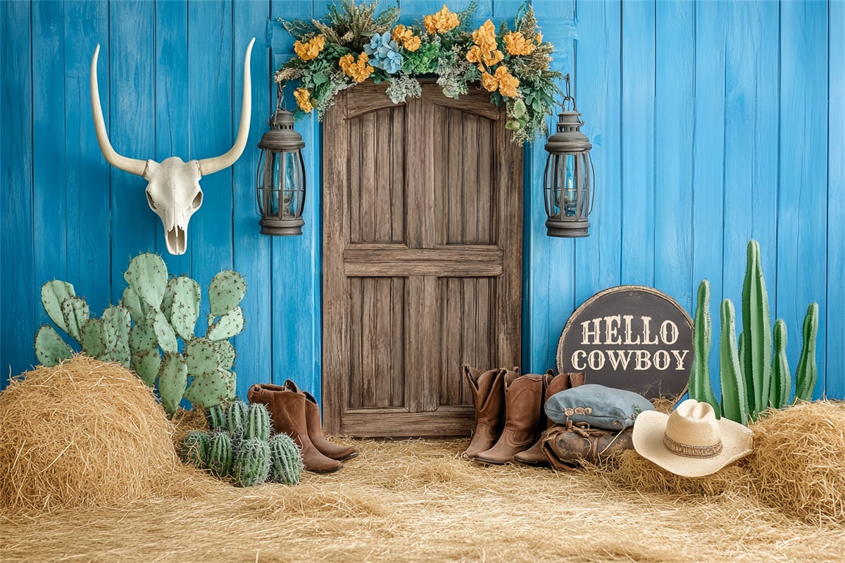 Kids Backdrops Blue Barn Desert Boots Backdrop BRP57-252