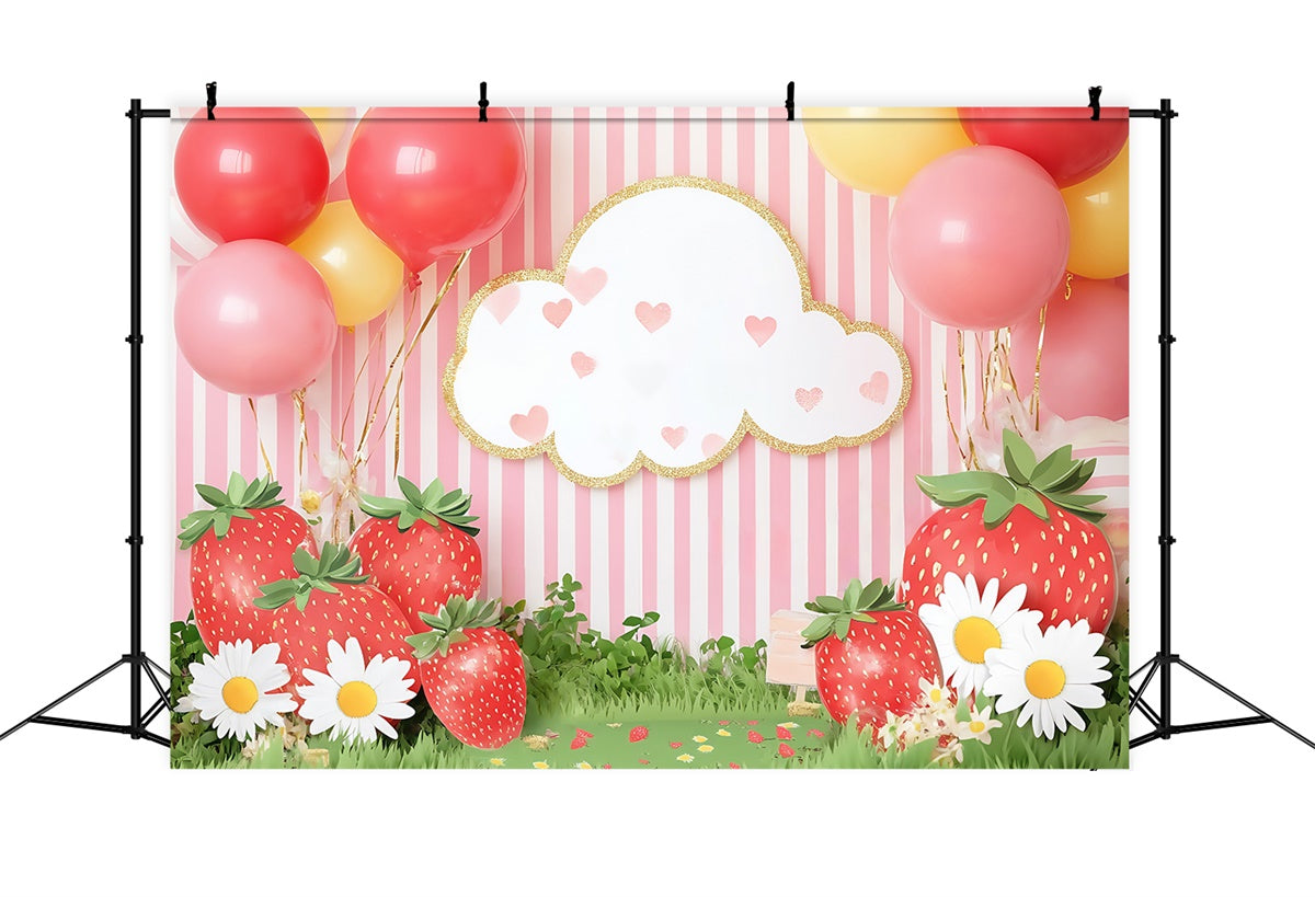 Newborn Backdrop Sweet Strawberry Balloon Backdrop BRP57-254