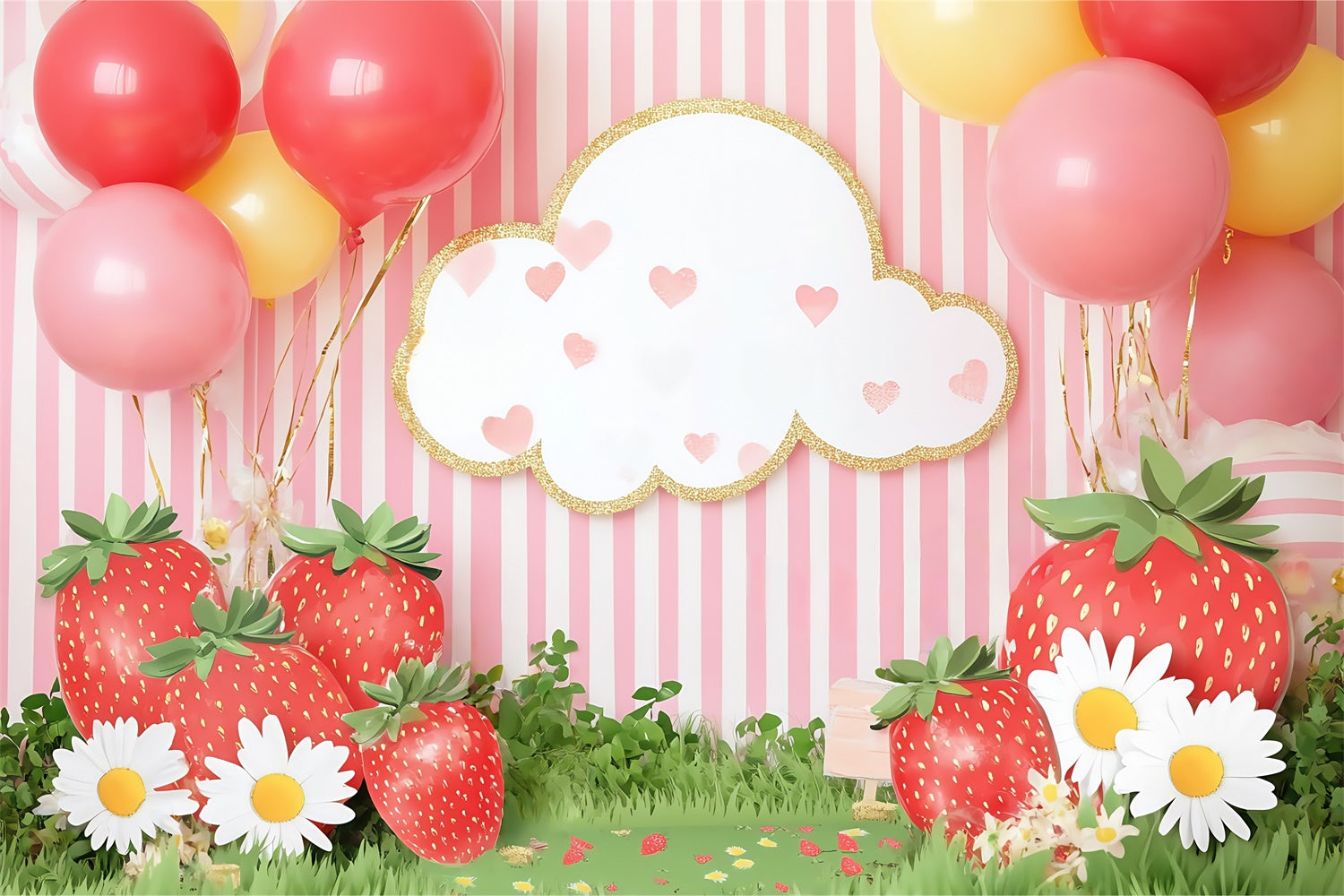 Newborn Backdrop Sweet Strawberry Balloon Backdrop BRP57-254