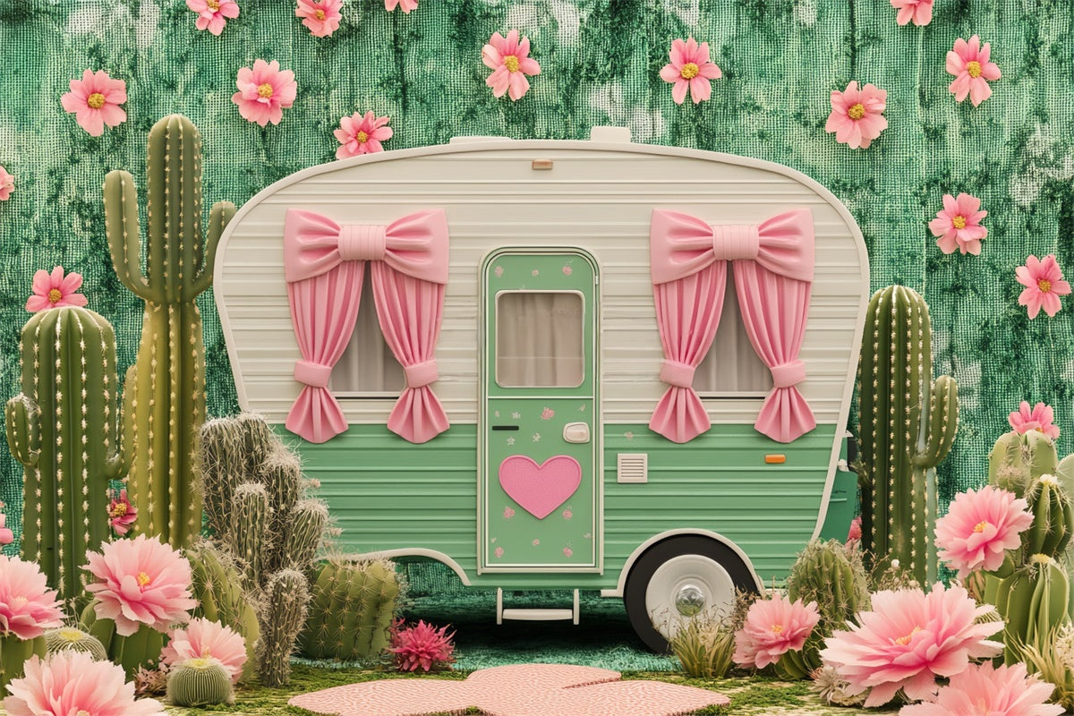 Newborn Photo Backdrop Cactus Camper Bow Backdrop BRP57-263