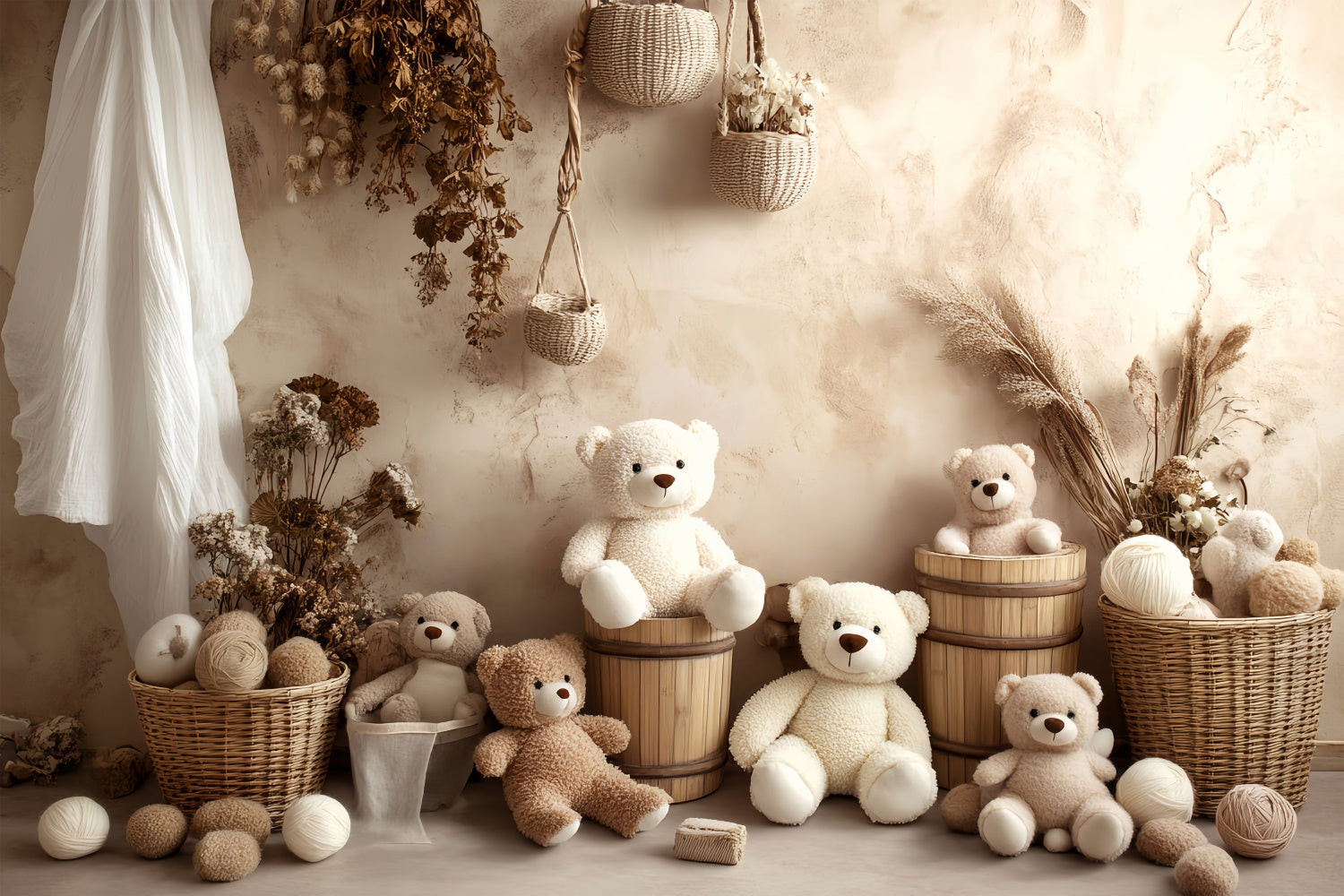 Newborn Photo Backdrop Dried Blossom Teddy Backdrop BRP57-271