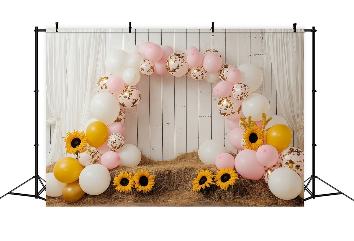 Kids Backdrops Sunflower Balloon Arch Backdrop BRP57-274