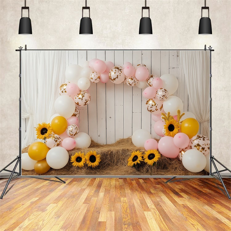 Kids Backdrops Sunflower Balloon Arch Backdrop BRP57-274