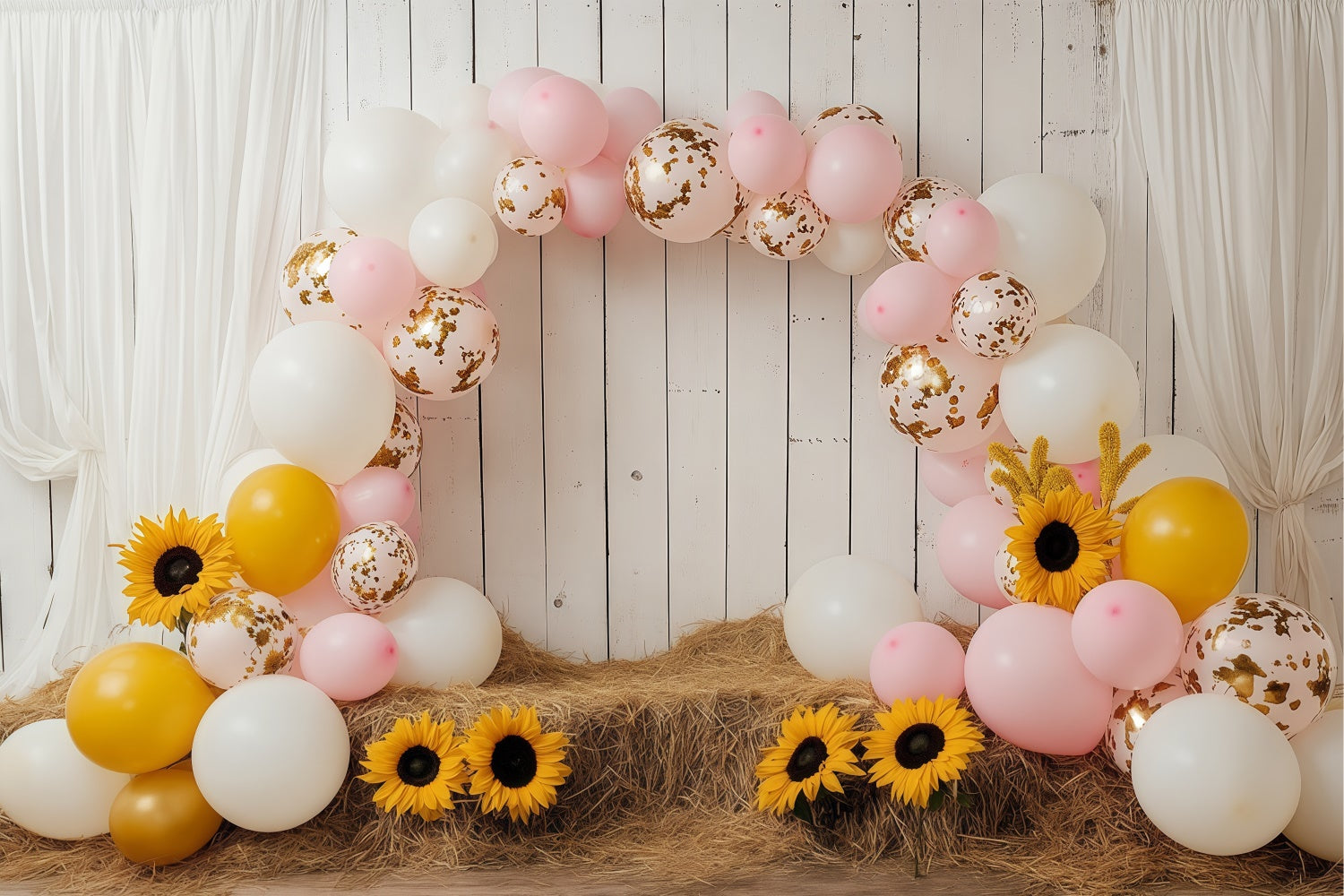 Kids Backdrops Sunflower Balloon Arch Backdrop BRP57-274
