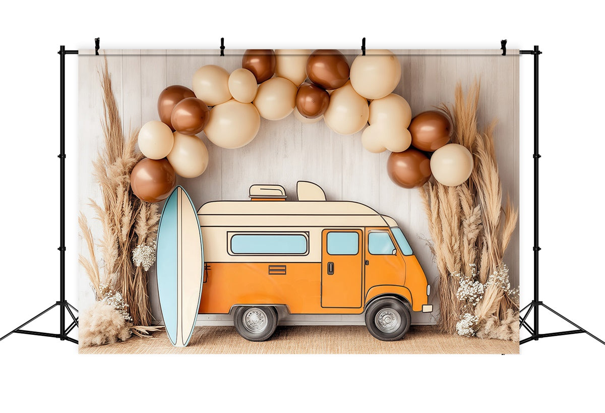 Children Backdrops Beach Van Balloon Arch Backdrop BRP57-279