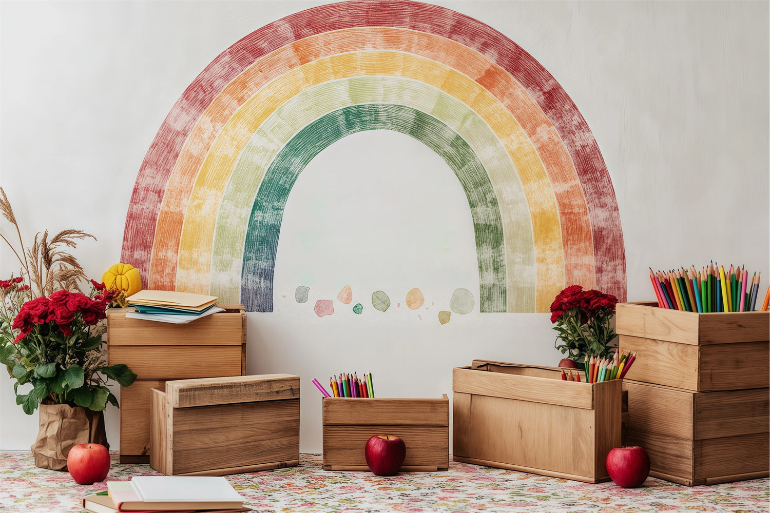 Back To School Backdrop Creative Corner Rainbow Backdrop BRP57-28