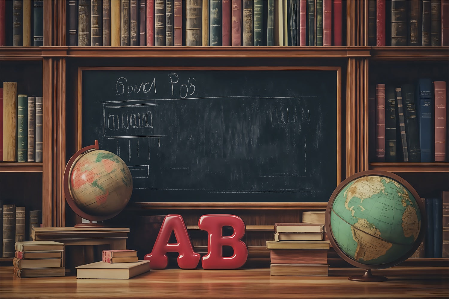 School Backdrop Vintage Library Learning Backdrop BRP57-30