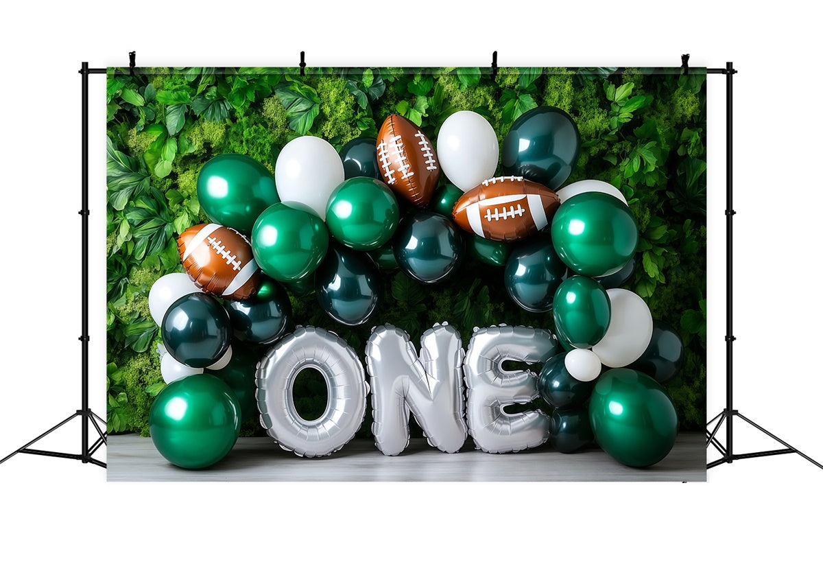 1st Birthday Backdrop Green Balloon Sports Backdrop BRP57-309