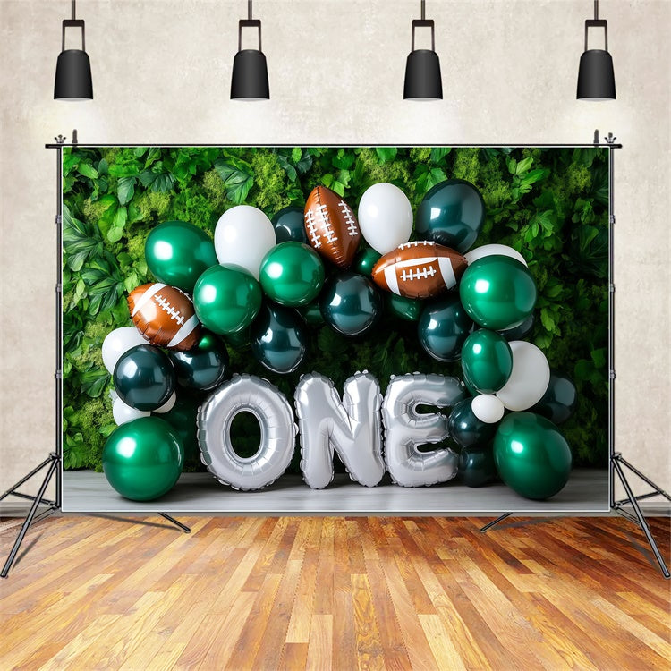 1st Birthday Backdrop Green Balloon Sports Backdrop BRP57-309