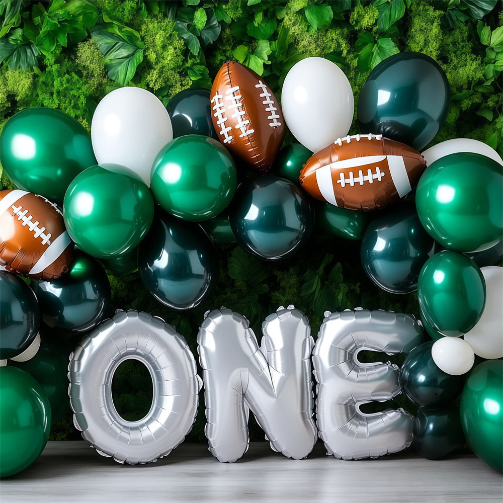 1st Birthday Backdrop Green Balloon Sports Backdrop BRP57-309