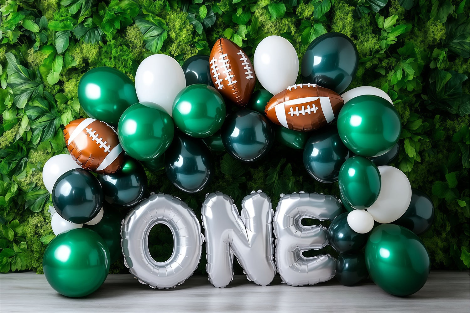 1st Birthday Backdrop Green Balloon Sports Backdrop BRP57-309
