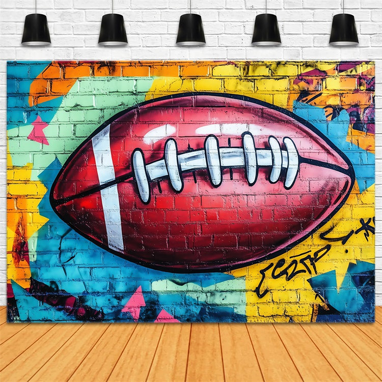 Sports Backdrops Graffiti Football Brick Backdrop BRP57-311