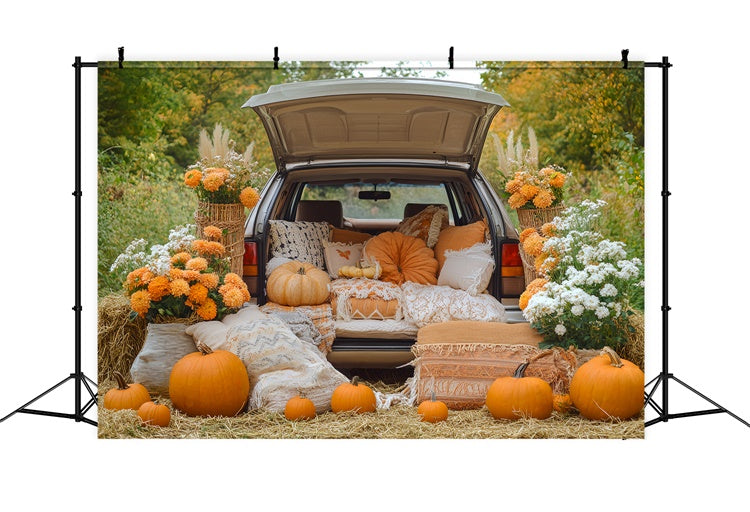 Thanksgiving Backdrops Pumpkin Trunk Harvest Backdrop BRP57-321