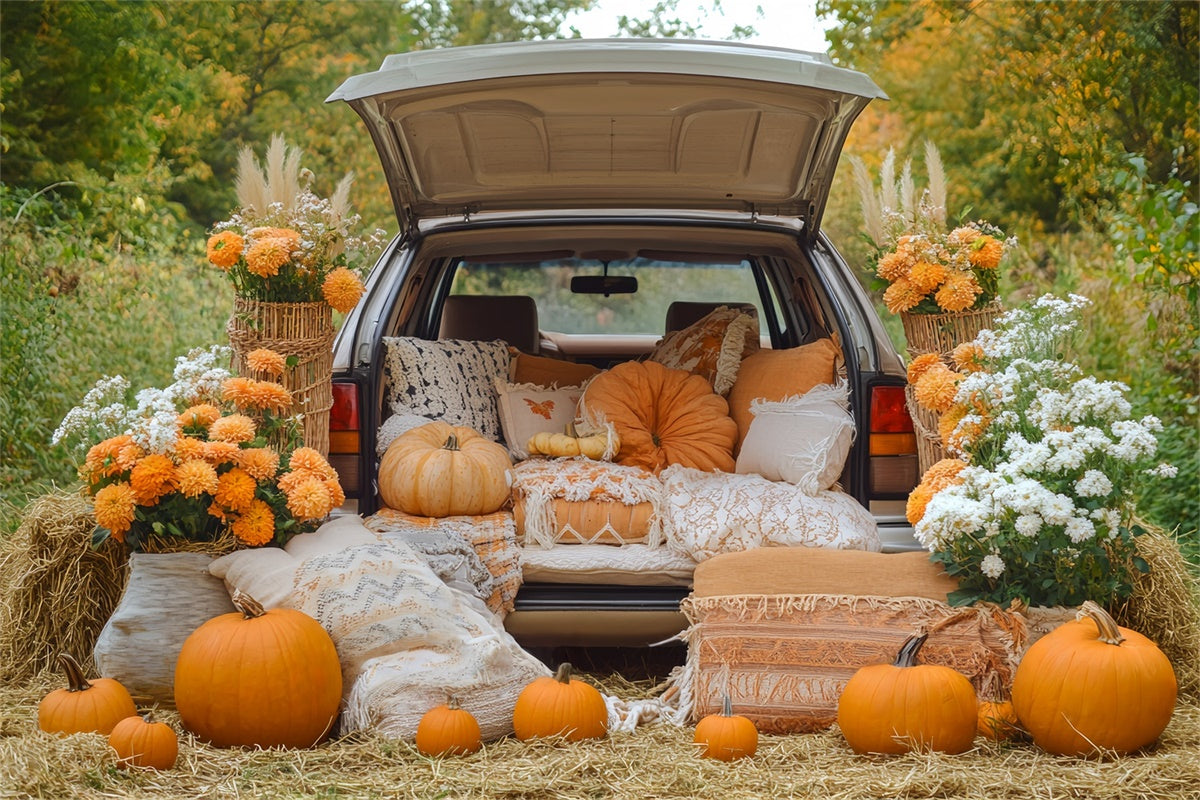 Thanksgiving Backdrops Pumpkin Trunk Harvest Backdrop BRP57-321