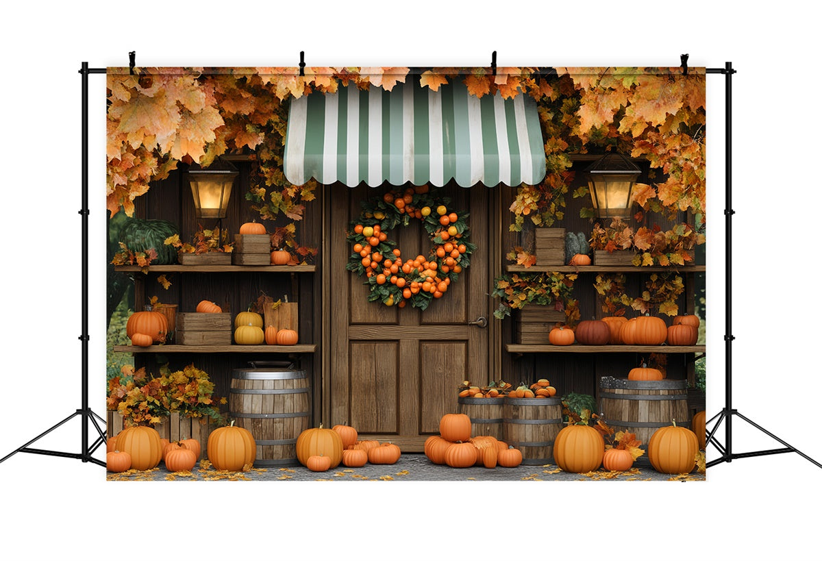 Backdrop Thanksgiving Autumn Porch Pumpkin Fall Backdrop BRP57-323
