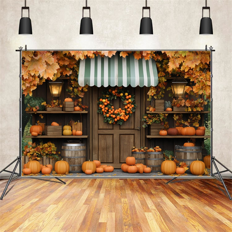 Backdrop Thanksgiving Autumn Porch Pumpkin Fall Backdrop BRP57-323