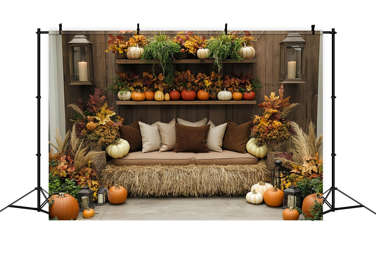 Thanksgiving Photo Backdrop Farmhouse Hay Sofa Backdrop BRP57-324
