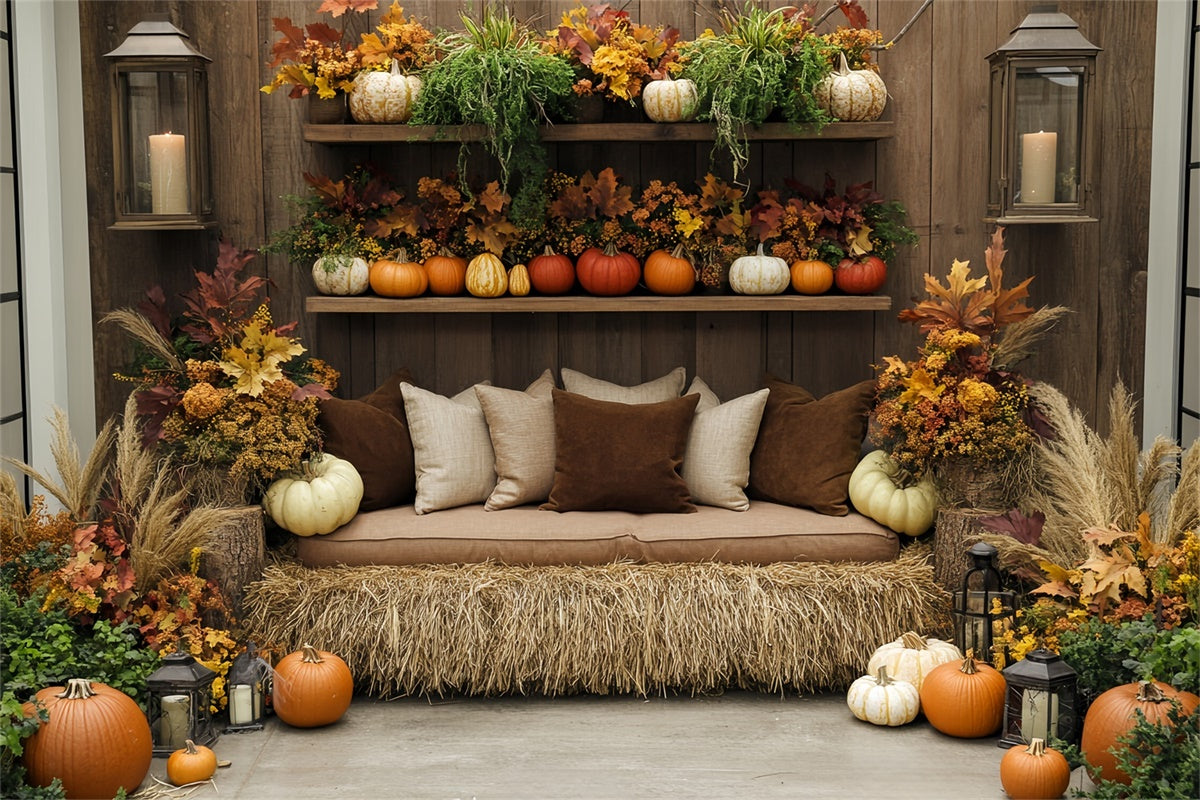 Thanksgiving Photo Backdrop Farmhouse Hay Sofa Backdrop BRP57-324