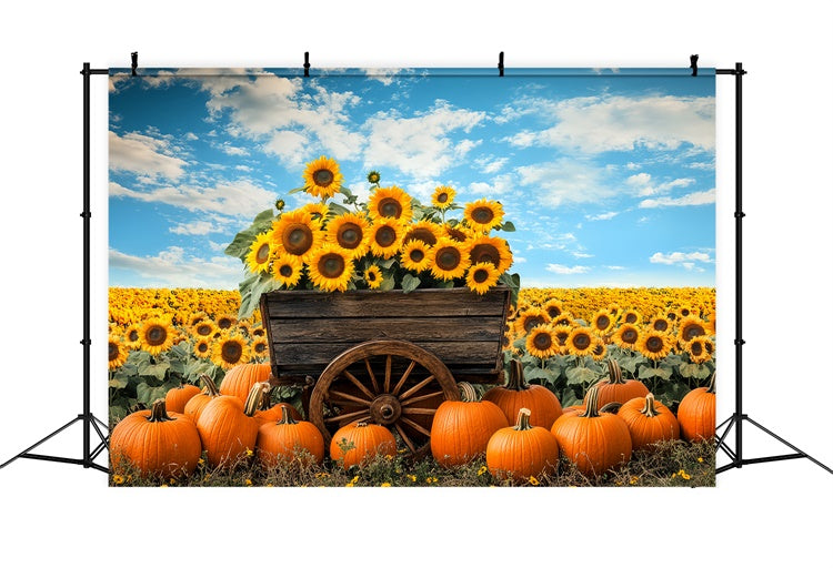 Thanksgiving Backdrops Rustic Wagon Floral Autumn Backdrop BRP57-333