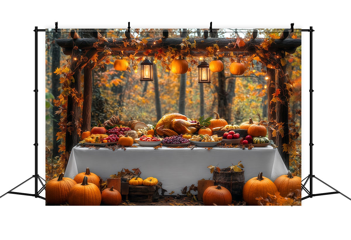 Thanksgiving Backdrop Harvest Table Fall Forest Backdrop BRP57-334