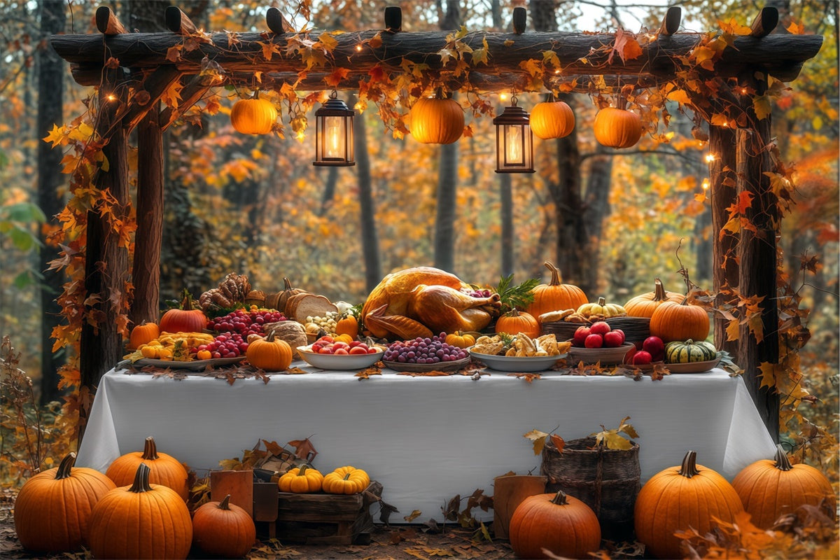 Thanksgiving Backdrop Harvest Table Fall Forest Backdrop BRP57-334