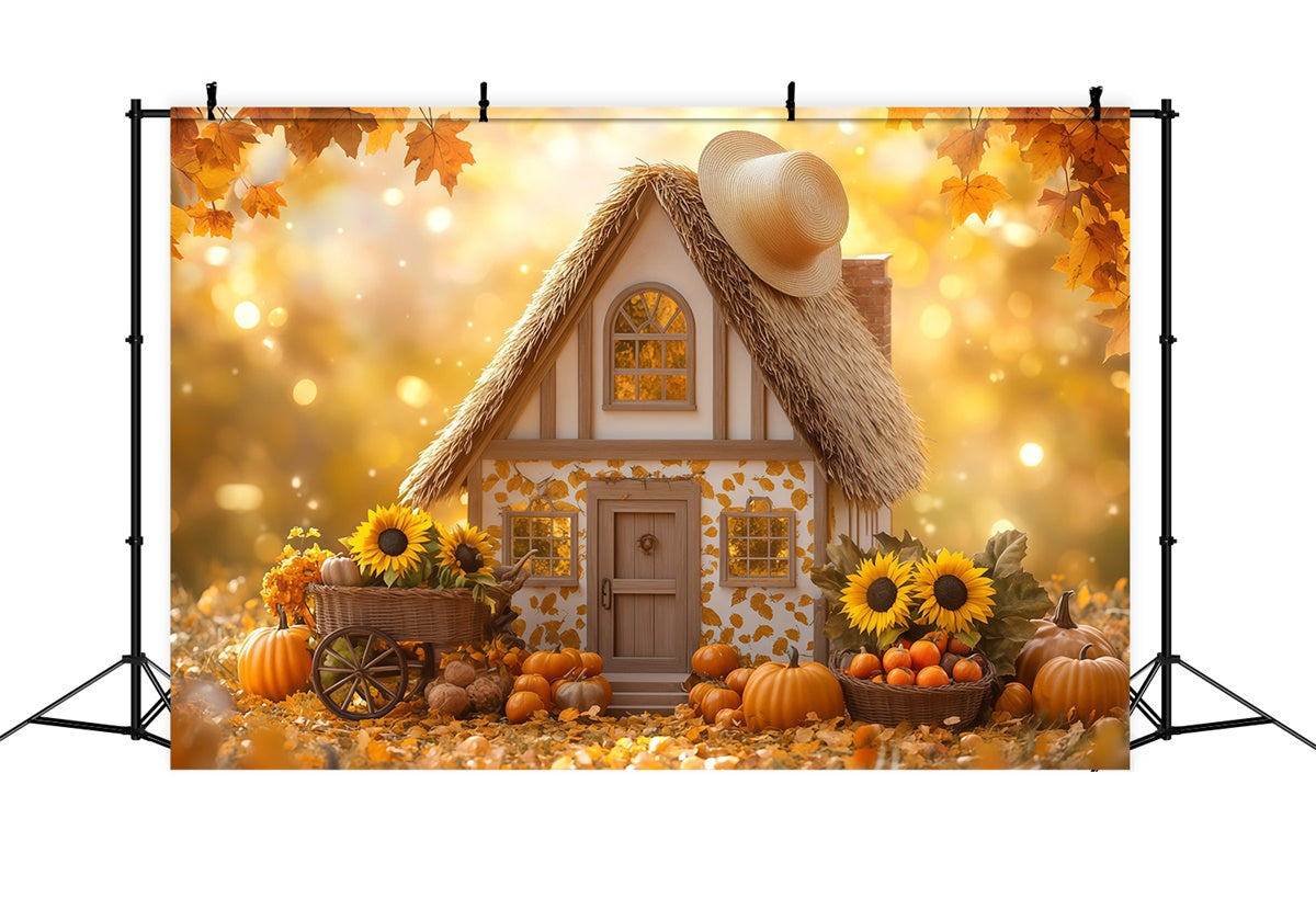 Fall Thanksgiving Backdrop Autumn Fairy Cottage Backdrop BRP57-338