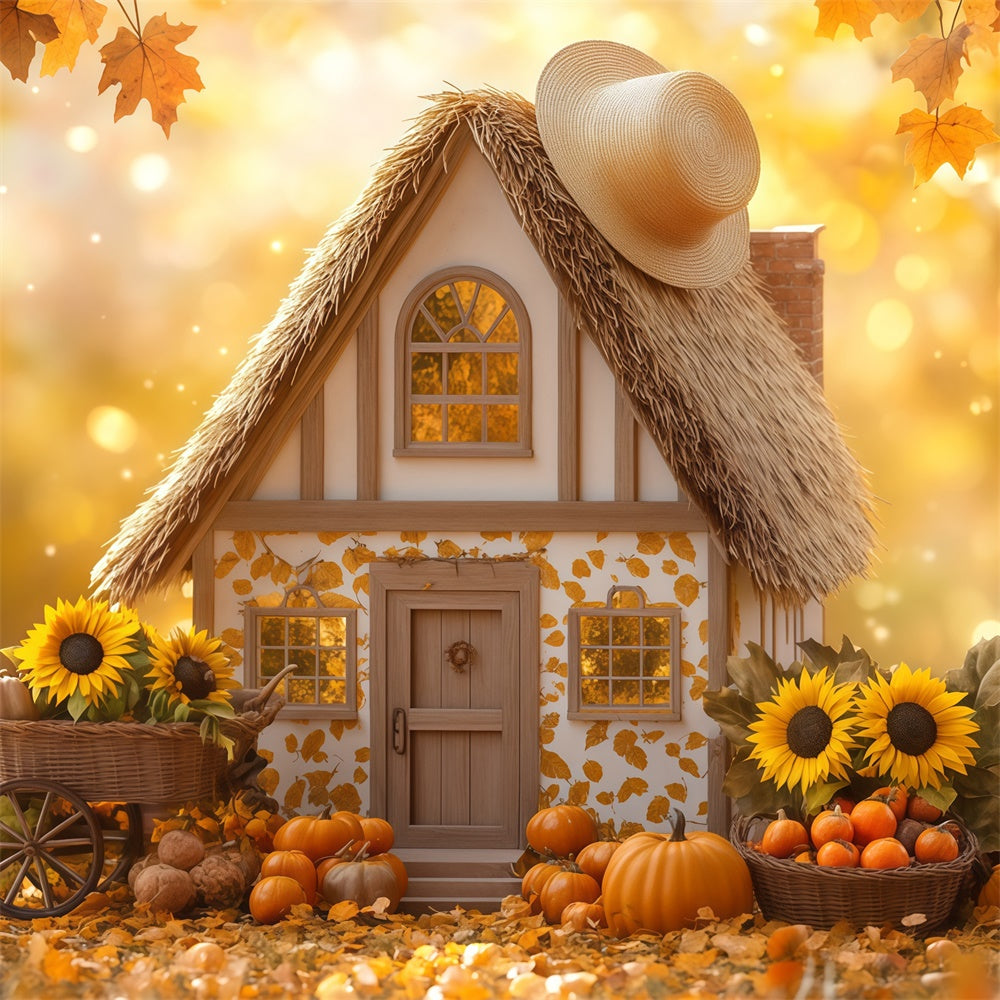 Fall Thanksgiving Backdrop Autumn Fairy Cottage Backdrop BRP57-338