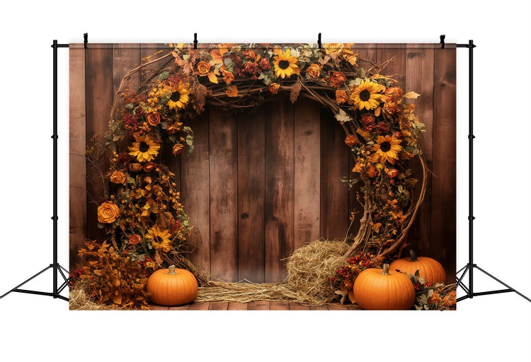 Fall Thanksgiving Backdrop Fall Garland Barn Wall Backdrop BRP57-340