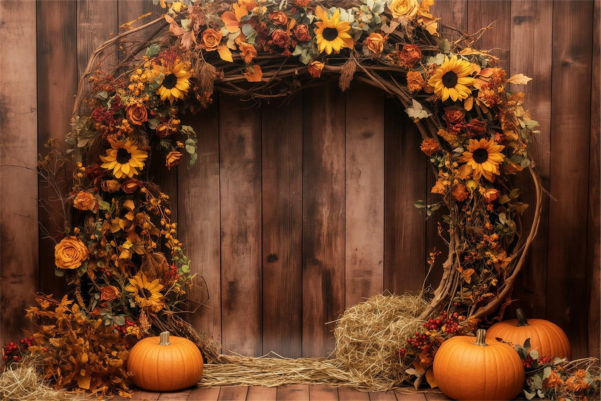 Fall Thanksgiving Backdrop Fall Garland Barn Wall Backdrop BRP57-340