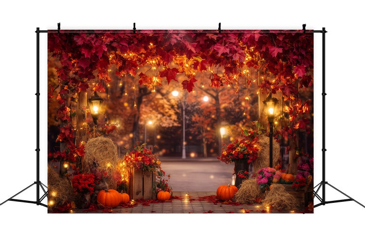 Backdrop Thanksgiving Red Maple Twilight Glow Backdrop BRP57-347