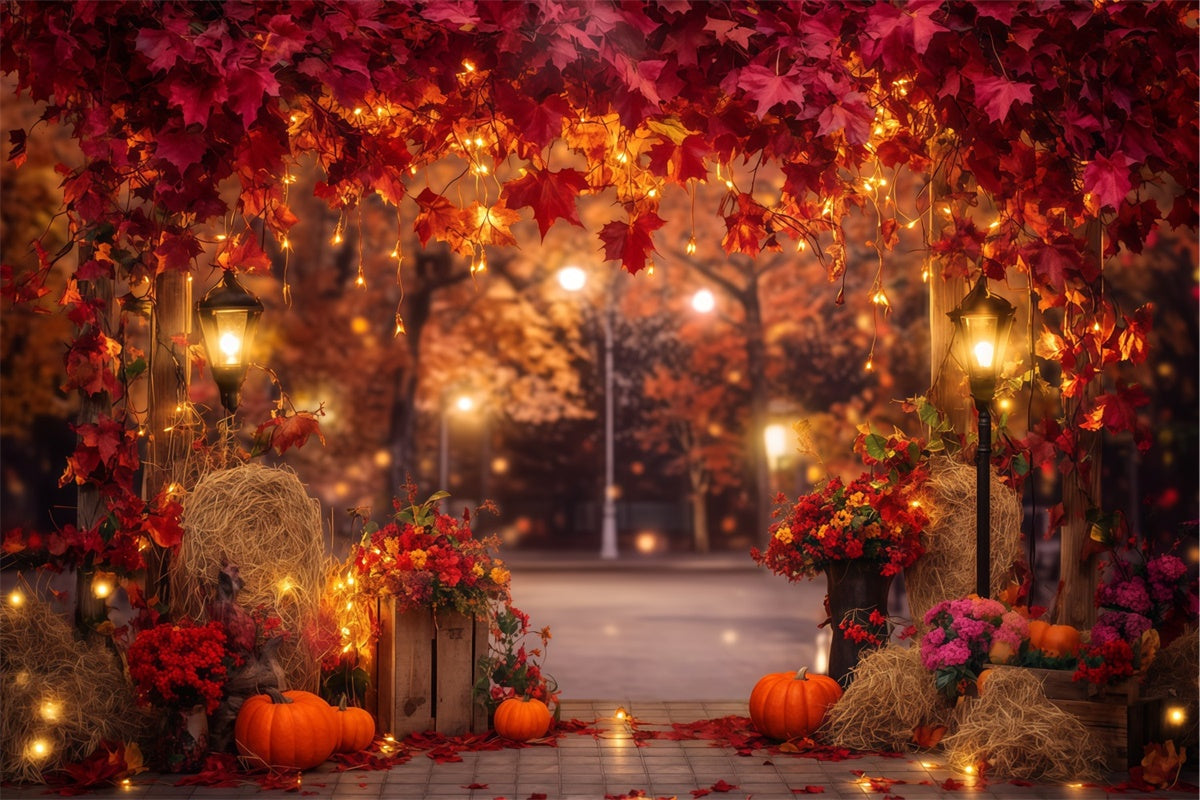 Backdrop Thanksgiving Red Maple Twilight Glow Backdrop BRP57-347
