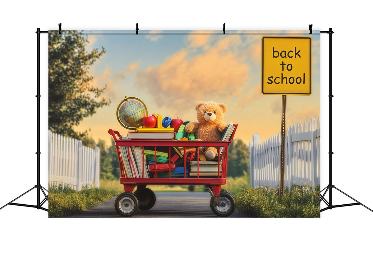 Back To School Photo Backdrop Books Bear Sunset Backdrop BRP57-35