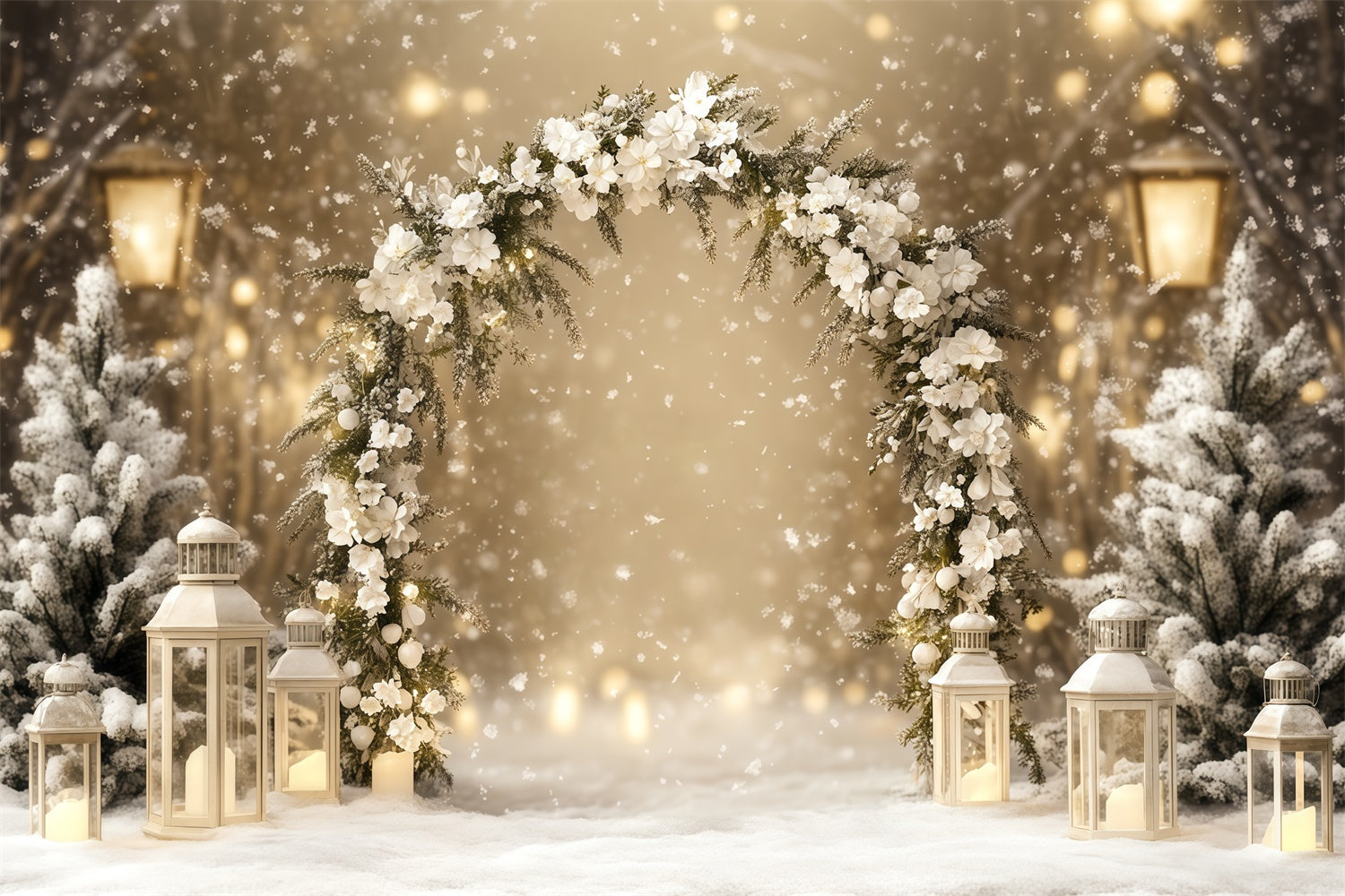 Winter Photo Backdrop Elegance Lantern Path Backdrop BRP57-353