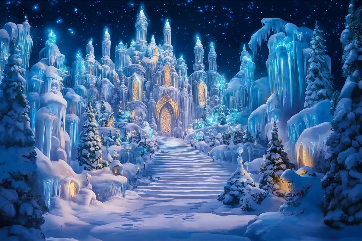 Castle Backdrops Crystal Castle Path Winter Backdrop BRP57-356