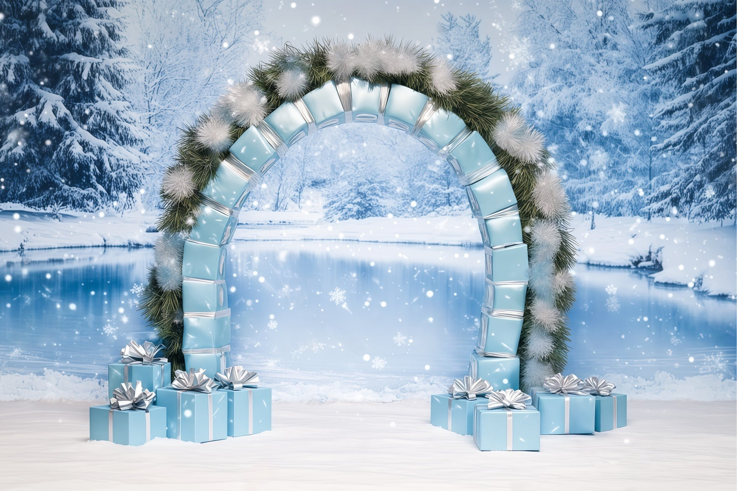 Winter Wonderland Backdrop Frosty Gift Arch Backdrop BRP57-359