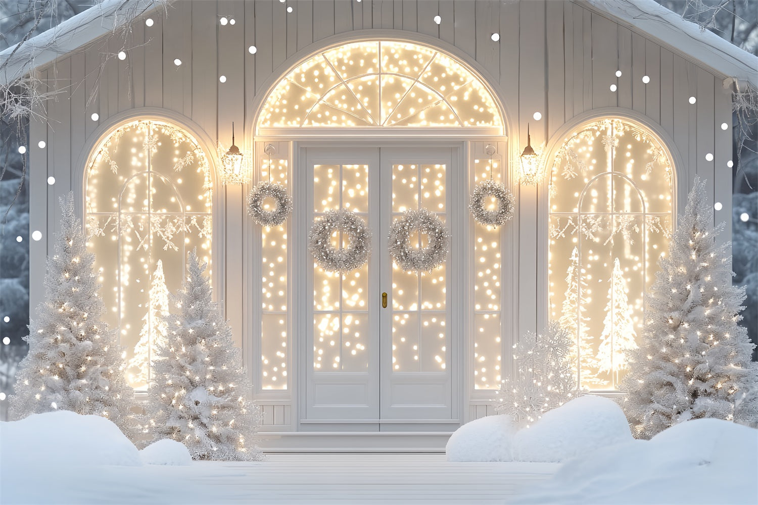 Winter Photo Backdrop Cozy Glow Winter Porch Backdrop BRP57-360