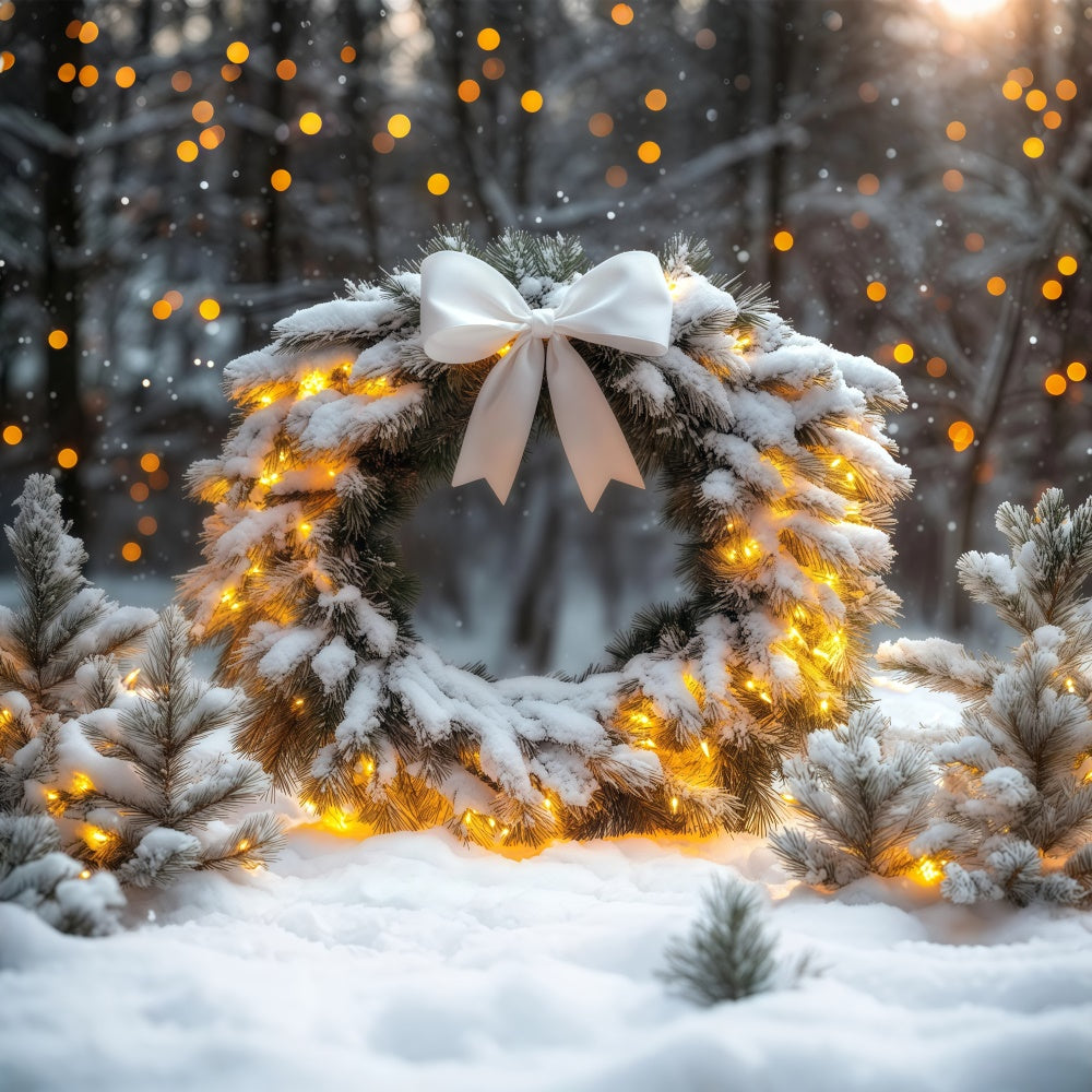 Winter Backdrops Snowy Pines Garland Night Backdrop BRP57-362