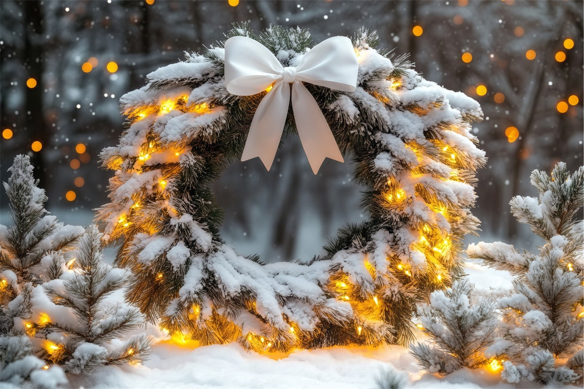 Winter Backdrops Snowy Pines Garland Night Backdrop BRP57-362