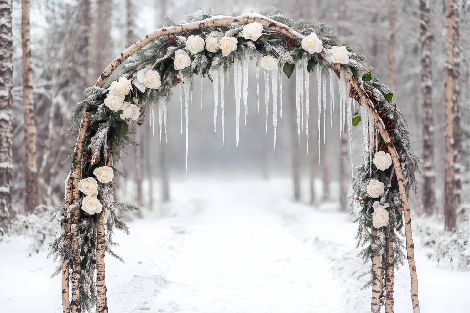 Winter Scene Backdrop Frozen Romance Archway Backdrop BRP57-363